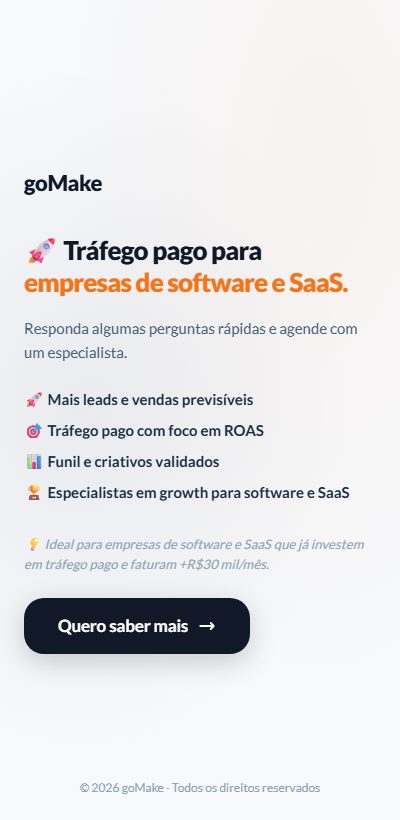 Tela inicial do funil conversacional